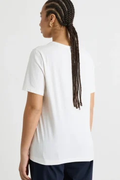T-shirt in jersey stampato con ricami - Bianco
