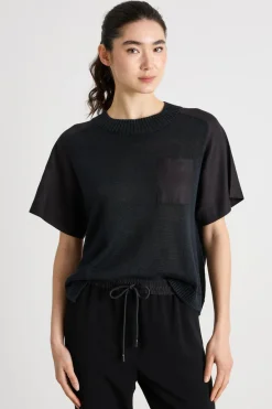 T-shirt in maglia - Nero