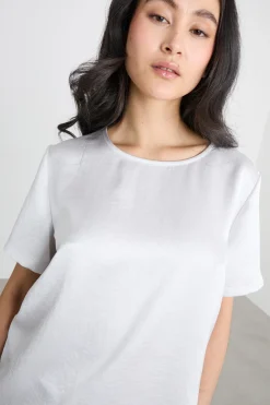 T-shirt in raso e jersey - Grigio