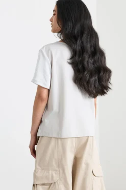 T-shirt in raso e jersey - Grigio