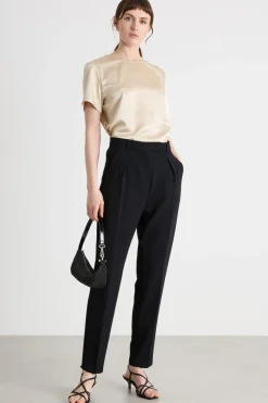 T-shirt in raso tecnico e jersey - Cammello