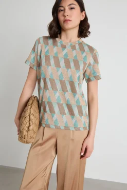 Tshirt lamé - Azzurro Beige