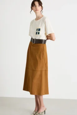 T-shirt leggermente oversize con stampa - Avorio