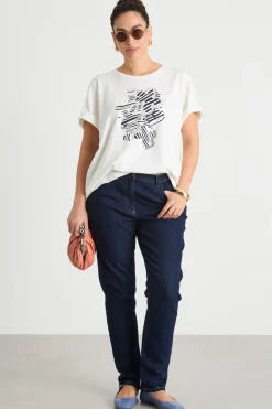 T-shirt lunga in jersey - Bianco