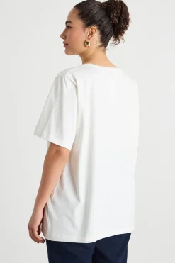 T-shirt lunga in jersey - Bianco