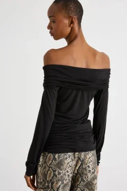 T-shirt off-shoulder - Nero