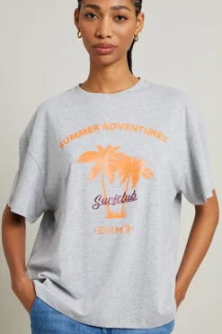 T-shirt over con stampa - Grigio