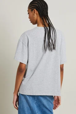 T-shirt over con stampa - Grigio