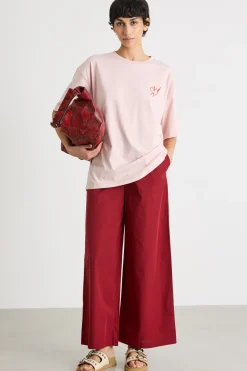 T-shirt oversize a manica scesa - Rosa