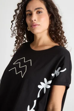 T-shirt oversize con maniche ampie - Nero Bianco