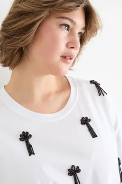 T-shirt oversize con ricamo - Bianco