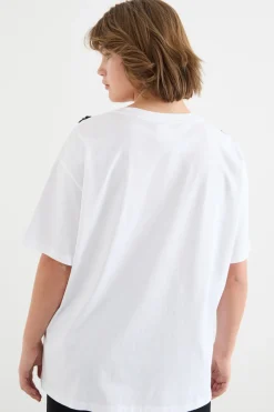 T-shirt oversize con ricamo - Bianco