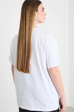T-shirt oversize con ricamo - Bianco