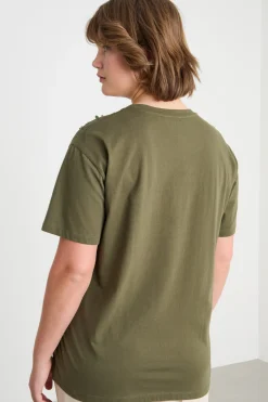 T-shirt oversize con ricamo - Verde