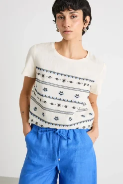 T-shirt ricamata - Avorio