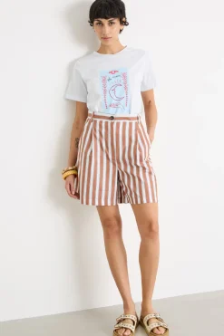 T-shirt ricamata con strass - Bianco