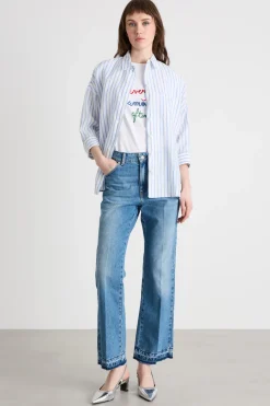 T-shirt stampata e ricamata - Bianco