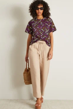 T-shirt stampata - Viola Beige