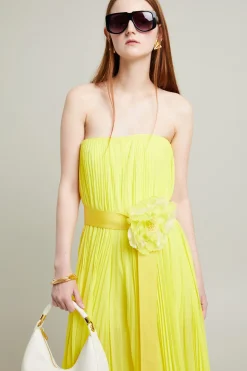 Tuta bustier in chiffon - Limone