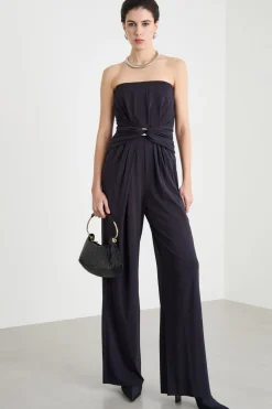 Tuta bustier in jersey - Nero