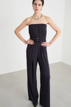 Tuta bustier in jersey - Nero