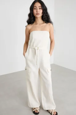 Tuta bustier in tela - Bianco