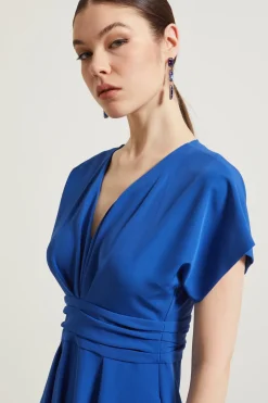 Tuta fluida in cady - Blu Cobalto