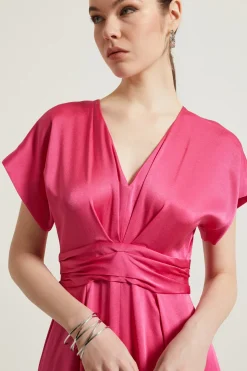 Tuta fluida in raso - Fucsia