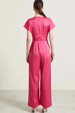 Tuta fluida in raso - Fucsia