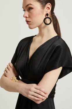 Tuta fluida in raso - Nero