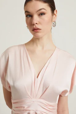 Tuta fluida in raso - Rosa Cipria