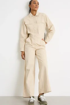 Tuta in drill con tasche - Beige