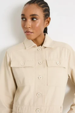 Tuta in drill con tasche - Beige