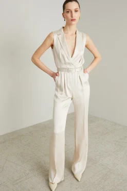 Tuta in envers satin - Bianco Perla
