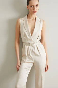 Tuta in envers satin - Bianco Perla