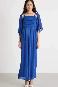 Tuta in georgette con coprispalle - Blu