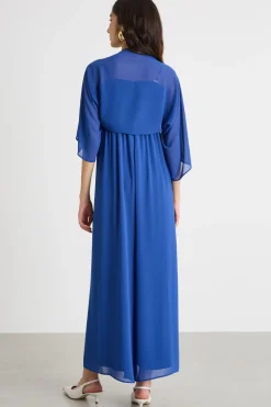 Tuta in georgette con coprispalle - Blu