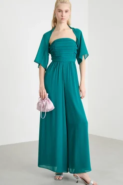 Tuta in georgette con coprispalle - Verde