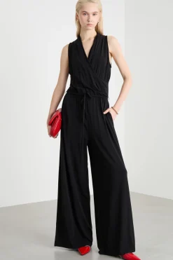 Tuta in jersey di viscosa stretch - Nero