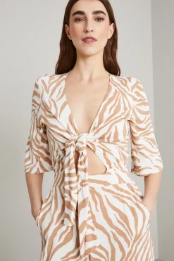 Tuta in jersey stampato - Bianco Beige
