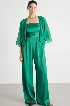 Tuta in raso tecnico con coprispalle - Verde