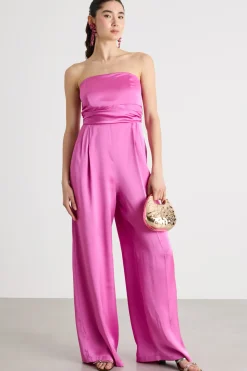 Tuta smanicata in raso - Fuxia