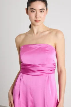 Tuta smanicata in raso - Fuxia