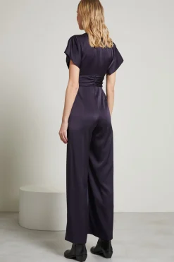 Tuta stile impero in raso - Blu Notte