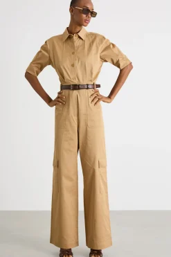 Tuta workwear in gabardina - Cammello
