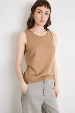 Twin set con scollo tondo - Cammello